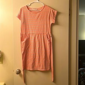 Orange and white striped New Light Dress (size small) with pockets